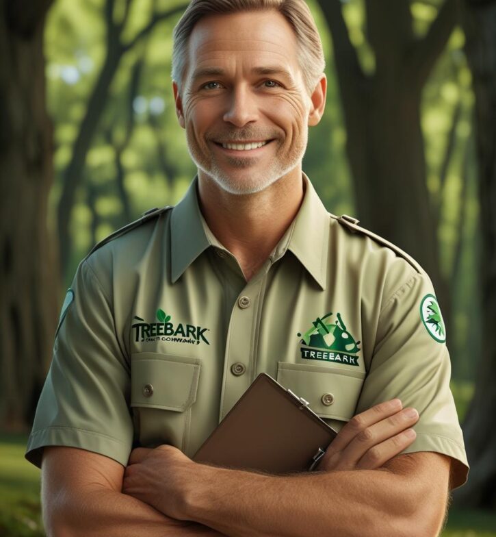 I need a banner image of pest control expert from Treebark company look snatural